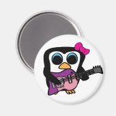Aimant Pingouin avec guitare électrique (Recto/Verso)