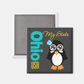 Aimant Pingouin de l'Ohio USA (Recto/Verso)