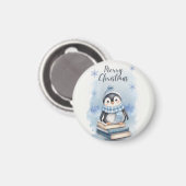 Aimant Pingouin de Noël aquarelle (Recto/Verso)