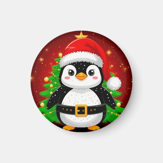 Aimant 🎄 Pingouin de Noël avec un sapin de fête ✨ (Devant)