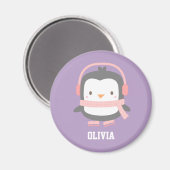 Aimant Pingouin de Noël pour filles (Recto/Verso)