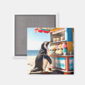 Aimant Pingouin D'Été Au Stand De Crème De Glace (Recto/Verso)