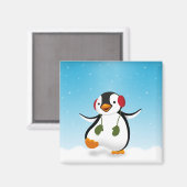 Aimant Pingouin d'hiver mignon (Recto/Verso)