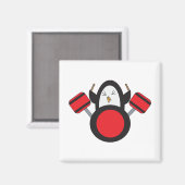 Aimant Pingouin Drummer Music Cute (Recto/Verso)