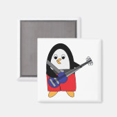 Aimant Pingouin Jouer de la basse guitare (Recto/Verso)