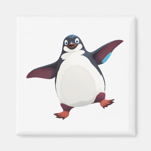 Aimant Pingouin Joyeux Jouage Amusant Sauter Dans L'Océan