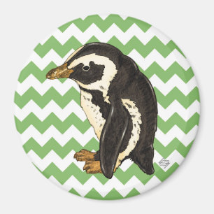 Aimant Pingouin vert de chevron