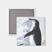 Aimant Pingouin vintage Chinstrap, Oiseaux de l'Antarctiq (Recto/Verso)