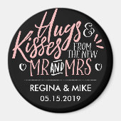 Aimant Pink and Black Hugs and Kisses from New Mr and Mrs (Devant)