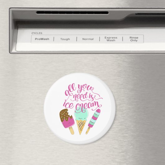 Aimant Pink and White All You Need is Ice cream Fridge (In Situ (Lave-vaisselle))
