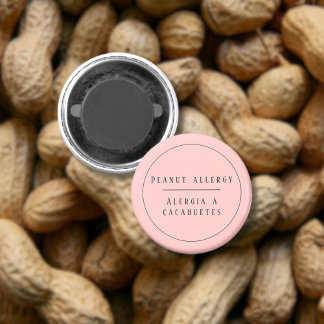 Aimant Pink Bilingue Alerte d'allergie aux arachides Espa