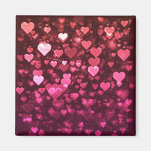 Aimant Pink Bokeh Hearts papier peint Arrière - plan numé
