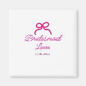 Aimant PINK BOW minimalajouter nom bridesmaid année cadea (Devant)