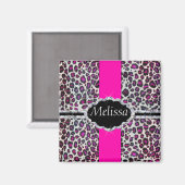 Aimant Pink Cheetah Imprimer Diamant Monogramme (Recto/Verso)