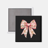 Aimant Pink Christmas Bow Coquette Xmas Gingbread Femmes (Recto/Verso)