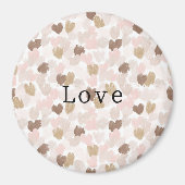 Aimant Pink Cream Brown Hearts Love (Devant)