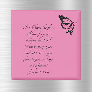Aimant Pink Custom Bible Verse Papillon Jeremiah 29:11