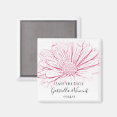 Aimant Pink Daisy Effect Floral Wedding Enregistrer la da (Recto/Verso)