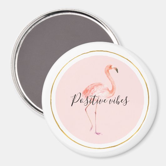 Aimant Pink flamingo gold and frame personalized (Recto/Verso)