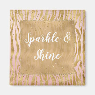 Aimant Pink Gold Glitz Sparkle Zebra Print