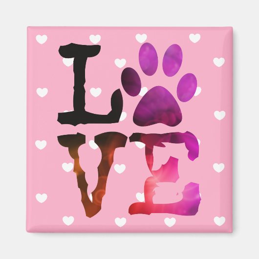 Aimant Pink Heart Love Chat ou Chien Empreinte de patte M (Devant)