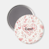 Aimant Pink Hearts Floral Love (Recto/Verso)