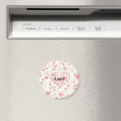 Aimant Pink Hearts Floral Love (In Situ (Lave-vaisselle))