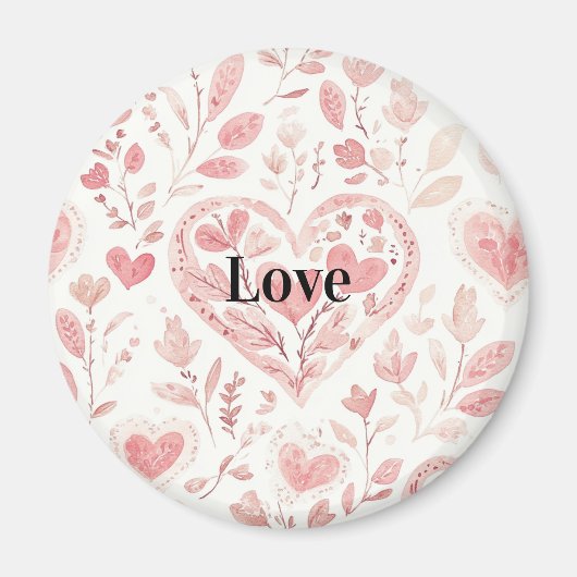Aimant Pink Hearts Floral Love (Devant)