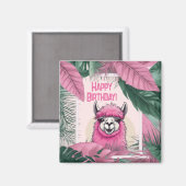 Aimant Pink Joyeux Lama souriant (Recto/Verso)