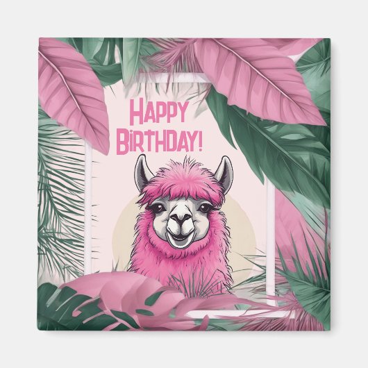 Aimant Pink Joyeux Lama souriant (Devant)