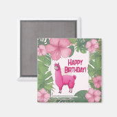Aimant Pink Joyeux Lama souriant (Recto/Verso)