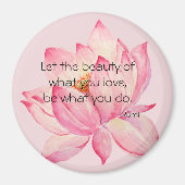 Aimant Pink Lotus Flower Rumi Beauty Quote (Devant)
