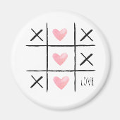 Aimant Pink Love Hearts Tic Tac Toe (Devant)