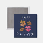 Aimant Pink Lucky Shamrock Clover Joyeux St. Patrick's da (Recto/Verso)