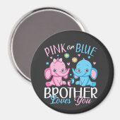 Aimant Pink or Blue Brother Vous Aime Elephant Baby Cir (Recto/Verso)