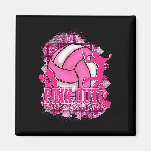 Aimant Pink Out Volleybyll Pink Ribbon Cancer du sein Awa (Devant)