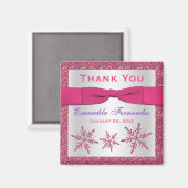 Aimant Pink, Parties scintillant d'argent Snowflakes Part (Recto/Verso)