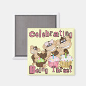 Aimant Pink Party Monkey 3e Anniversaire Tshirts et cadea (Recto/Verso)