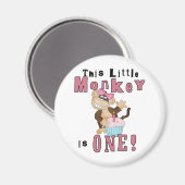 Aimant Pink Party Singe 1er Anniversaire Tshirts et cadea (Recto/Verso)