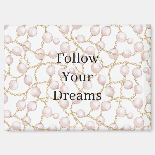 Aimant Pink Pearls Gold Chain Birthday (Recto)