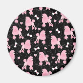 Aimant Pink Poodles and Bows Pattern Black (Devant)