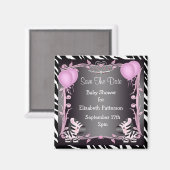 Aimant Pink Princess Zebra Baby shower Enregistrer La Dat (Recto/Verso)