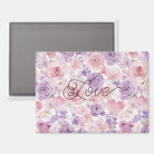 Aimant Pink Purple Blush Flowers Hearts Bridal Shower (Recto/Verso)