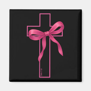 Aimant Pink Ribbon Cross Cancer du sein Sensibilisation C
