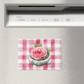 Aimant  Pink Rose Candle Plaid  (In Situ (Lave-vaisselle))