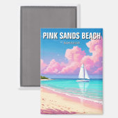 Aimant Pink Sands Beach Bahamas Travel (Recto/Verso)