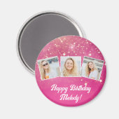 Aimant Pink Sparkle Photo Collage Filles Anniversaire (Recto/Verso)