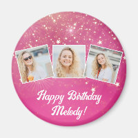 Pink Sparkle Photo Collage Filles Anniversaire