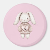 Aimant Pink Sweet Cute Bunny Pink Sweater Heart (Devant)