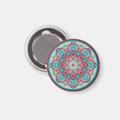 Aimant Pink & Turquoise Boho Mandala   (Recto/Verso)